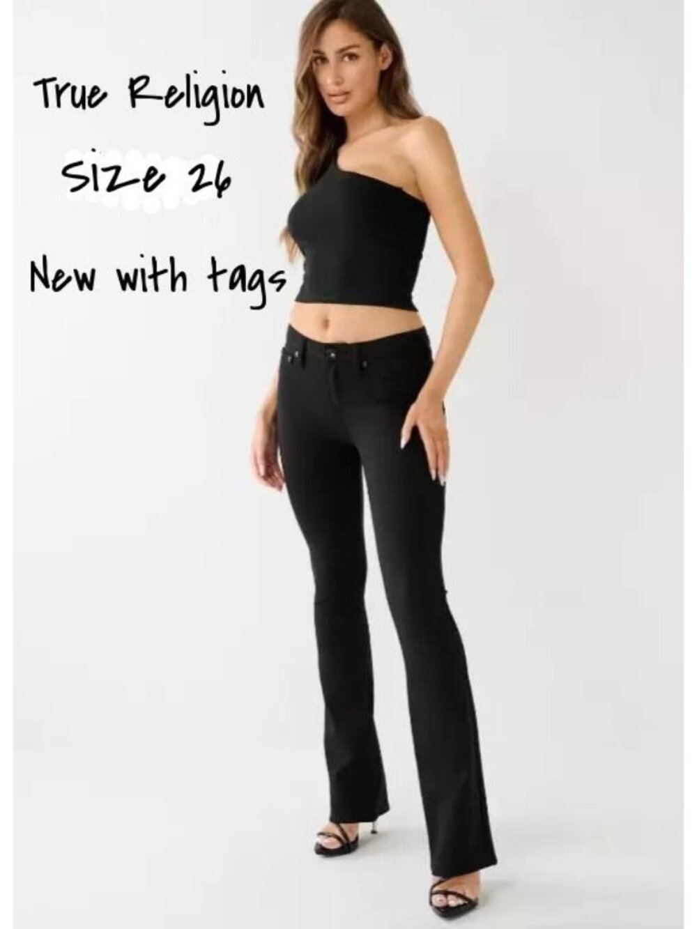 True Religion Becca Black Mid Rise Bootcut Jeans for Women - Size 26 New